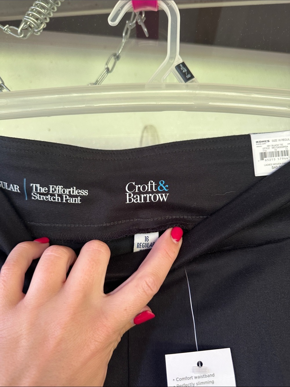 NWT Croft & Barrow black stretch pants size 16 regular - Picture 3 of 5